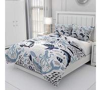 Homewish Turtle Bedding Set Double White Blue Whale Decor Teen Duvet Cover Set Octopus Pattern Ocean Theme Comforter Cover Set Underwater Children Comforter Cover For Adult Kids Girls Boys