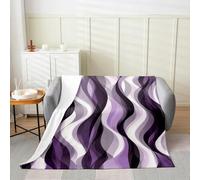 Homewish Violet Purple Modern Abstract Flannel Blanket 39x51 Inches - Graffiti Geometric Striped Fleece Blanket for Minimalist - Geometry Lines Sofa Throw - Mid Century Art Fuzzy Plush Throw