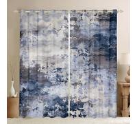 Homewish Watercolor Curtains,Modern Abstract Blackout Curtains for Living Room,Navy Blue Tie Dye Ombre Window Curtains Drapes,Contemporary Grunge Art Window Treatments (Navy Blue Grey,66x72)
