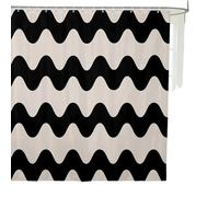 Homewish Wave Striped 72" Wx72 L Shower Curtain,Cream White Black Geometric Pattern Printed Waterproof Bathroom Curtains Abstract Ripple Stripes Fabric Shower Curtain, Art Modern Room Decor