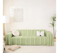 Homewish Western Soft Sofa Cushion Covers Green White Sofa Cover, Boho Geometric Aztec Cat Proof Sofa Slipcovers Couch Blanket Country Southwestern Indoor Cat Couch Protector 180x340