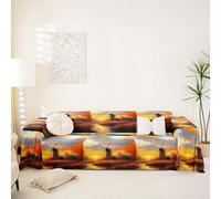 Homewish Wheat Field Windmill Couch Cover Dreamy Sunset Sofa Cover Flying Bird Lake Life Couch Protector Rustic Farm Barn Sofa Protector,231x340