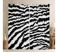 Homewish White Black Zebra Print Blackout Curtains 52 x 90 Inch - Monochrome Zebra Stripes Eyelet Curtains for Living Room Bedroom - Classic Animal Print Window Drapes 2 Panels Decor