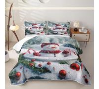 Homewish White Snowman Quilted Bedspread Set King