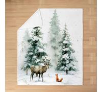 Homewish Winter Deer Fox Flannel Blanket Throw 50x60 Inch