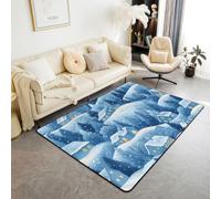 Homewish Winter Town Area Rugs 100x150cm for Bedroom Living Room | Snowy Mountain Modern Floor Carpet Whimsical Winter Large Rugs Festive Aesthetic Non Shedding Carpet