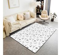 Homewish Woodland Animals Area Rugs 100x150 cm for Bedside Bear Deer Wolf Hunting Theme Non Slip Rug | Rustic Cabin Lodge Decor Carpet Farmhouse Wildlife Mountain Black White Decorative Accent Rug