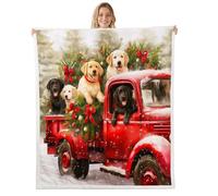Homewish Xmas Decor Cute Dog Blanket Throw,Christmas Tree Truck Blankets and Throws for Kids Boys Girls,Winter Snow Fleece Blanket for Bed Couch Christmas Decorations Dogs Blanket 60"x80"