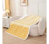 Homewish Yellow Buffalo Check Polka Dot Fleece Blanket Twin 152x203cm