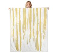 Homewish Yellow Striped Blanket 39x51 Inches Soft - Modern Geometric Abstract Fleece Blanket Chic Room Decor - Graffiti Ink Painting Throws - Contemporary