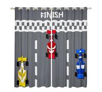 Homewish Youth Race Car Boys Curtains for Bedroom 46" Wx72 L, 30%-50% Blackout, Extreme Speed Sports Drapes, Cartoon Formula Race Track Window Treatments for Living Room