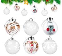 Homewit 12Pcs Clear Christmas Balls, Shatterproof Plastic Fillable Christmas Tree Baubles, 6CM Hanging Transparent DIY Ball Ornaments with Stuffed Delicate Decorations for Xmas New Year Party Decor