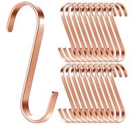 Homewit 20Pcs S Hooks for Hanging, Rose Gold Professional 7.7cm Flat S Hooks, Weight Capacity 10kg, for Hanging Plants Outdoor, Kitchen Tools, Bathroom Clothes