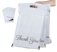 Homewit 60 pcs White Mailing Bags 12 x 16 Inch (300 x 400mm),Tote Convenient Envelopes Poly Mailers with Handle and “Thank You” Self Seal Packing Packaging Postage Mail Sacks