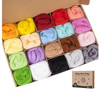 Homewit Felting Wool, Needle Felting Wool, Dry Felting, Natural Sheep's Wool, for DIY Craft Repairs Needle Colors Supplement 200 Grams 7 Oz, 20 Colors