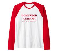 Homewood Alabama Coordinates Souvenir Raglan Baseball Tee