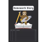 Homework Diary: A4 Kids Boys Back to School Notebooks Primary UK | Sloth Homework Planner and Record Book | Undated 5 Day Week | 100 Pages | 2022-2023 Edition Black