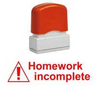 Homework Incomplete Self-Inking Teacher Stamp, Reinkable, Quality School Stamp 10x39mm Red Ink
