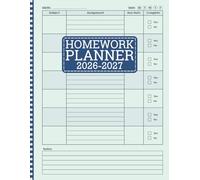 Homework Planner 2026-2027: Undated Assignment Book for Elementary, Middle/High School, College Students | 110 Pages, Large 8.5" x 11"