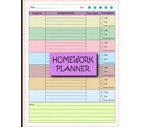 Homework Planner for ADHD Students: checklist page with big boxes easy to read sections fun school doodles