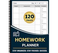 Homework Planner for ADHD Students: Undated Assignment Journal Notebook for Middle, High School and College