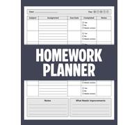 Homework Planner for ADHD Students: Undated Assignment Tracker Notebook for Elementary, Middle, High School Boys and Girls, Assignment Journal Notebook for for Kids & Teens