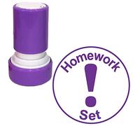 Homework Set Teacher Stamp. Self-Inking, 22mm, Reinkable, Quality Stamper for Marking. Purple Ink*