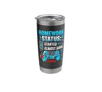 Homework Status Still Busy Gaming Distressed Stainless Steel Insulated Tumbler