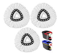 HOMEXCEL 3 Pack Washable Microfiber Spin Mop Heads Compatible with Vileda EasyWring Spin Mop - White - For Hard Floor, Wood, Tile, Marble, Ceramic