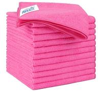 HOMEXCEL Microfibre Cloth 12 Pack,30 x 30 cm Cleaning Cloths，Ultra Absorbent Car Washing Cloth Lint Free Streak Free Cleaning Towels Rags for Car Kitchen Window,Pink