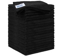 HOMEXCEL Microfibre Cloth 20 Pack, Black Microfibre Cleaning Cloths, Ultra Absorbent Car Washing Cloth Lint Free Streak Free Cleaning Rags for Car Kitchen Window,30 x 30 cm