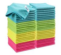HOMEXCEL Microfibre Cloth Colorful,50 Pack Cleaning Rag,Microfibre Cleaning Cloths Towels with 4 Color Assorted,29 x 29 cm (Green/Blue/Yellow/Pink)