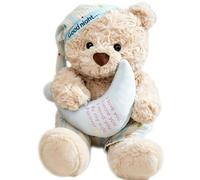 HOMEXYLYL Fluffy Teddy Bear Plush, Sleepy Bear Stuffed Animal Toy, Sleeping Teddy Bear with Moon and Star Accessory Young Adults(Beige)