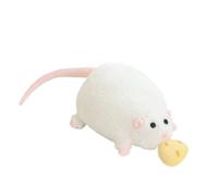 HOMEXYLYL Realistic Mouse Plush, Rat Stuffed Animal with Cheese Accessory, Cuddly Toy for Teens, Birthday (White,70cm/27.6in)
