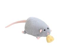 HOMEXYLYL Realistic Mouse Plush, Rat Stuffed Animal with Cheese Accessory, Cuddly Toy for Teens, Birthday (Grey,40cm/15.7in)