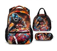 Homexzdiy Boys Backpack Sport Bookbag for Kids Teens, 17 Inches Backpack with Lunch Box and Pencil Case, Red