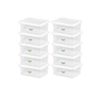 Homey Mart 11 Litre Crystal-Clear Storage Box with Clip-On Lid - Durable, Stackable Plastic Container for Home, Office & Workplace Organisation - Pack of 10
