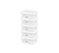 Homey Mart 17 Litre Crystal-Clear Storage Box with Clip-On Lid - Durable, Stackable Plastic Container for Home, Office & Workplace Organisation - Set of 5