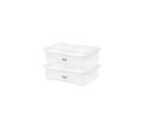 Homey Mart 2-Pack x 32L Plastic Storage Boxes with Lids - Crystal Clear Large Stackable & Nestable Storage Containers for Home, Office & Underbed Organisation