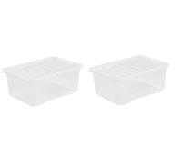 Homey Mart 2-Pack x Crystal Clear 45L Storage Box with Lid - Durable 45 Litre Large Plastic Container with Secure Clip-On Lid - Stackable & Nestable Home and Office Storage Solution