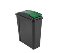 Homey Mart 25L Recycling Bin Slimline Fit Bin & Lid Recycling Waste Bin for Home Office Kitchen Graphite Green/Yellow/Blue/Red (GREEN)