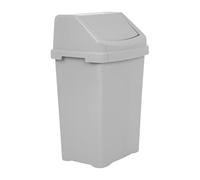 Homey Mart 50L Large Kitchen Bin with Swing Style Lid Flip Top Strong Plastic Waste Rubbish Trash Under Kitchen Counter Lift Top Everyday Bin for Home/Office (Silver/Grey) - 50 litre