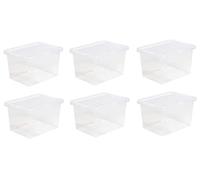 Homey Mart 6 x 37L Plastic Storage Boxes Crystal Clear Box & Lid Suitable for all around the Home Office and Workplace Stackable Nestable Large Strong Boxes - 48.00 x 38.50 x 26.00 cm