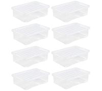 Homey Mart 8-Pack x 32L Plastic Storage Boxes with Lids - Crystal Clear Large Stackable & Nestable Storage Containers for Home, Office & Underbed Organisation