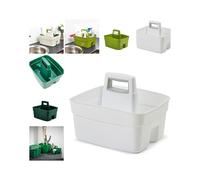 Homey Mart Kitchen Caddy with Handle, Dual Compartment Storage Organiser for Cleaning Supplies, Kitchen and Garden Use, Heavy Duty, Available in Green, White, Cream, Dark Green (White)