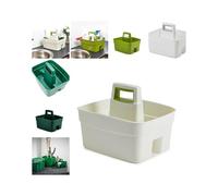 Homey Mart Kitchen Caddy with Handle, Dual Compartment Storage Organiser for Cleaning Supplies, Kitchen and Garden Use, Heavy Duty, Available in Green, White, Cream, Dark Green (Cream)