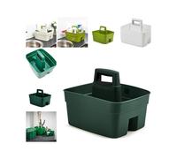 Homey Mart Kitchen Caddy with Handle, Dual Compartment Storage Organiser for Cleaning Supplies, Kitchen and Garden Use, Heavy Duty, Available in Green, White, Cream, Dark Green (Dark Green)