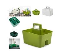 Homey Mart Kitchen Caddy with Handle, Dual Compartment Storage Organiser for Cleaning Supplies, Kitchen and Garden Use, Heavy Duty, Available in Green, White, Cream, Dark Green (Green)