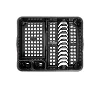 Homey Mart Large Dish Drainer Rack with Cutlery Holder - Strong Plastic Plate Drying Rack Holds Up to 12 Plates - Kitchen Sink Drainer Tray, Durable & Easy Clean - Black - 46.5 x 38 x 9 cm