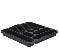 Homey Mart Large Dish Drainer, Rectangular Washing Bowl 39cm, Large Cutlery Tray, Sink Tidy Organiser, Kitchen Caddy, Square Bowl 32cm,Laundry Basket, 25L & 50L Swing bins - Black - Cutlery Tray